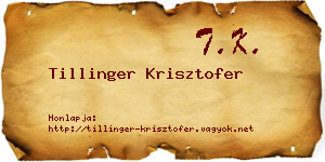 Tillinger Krisztofer névjegykártya